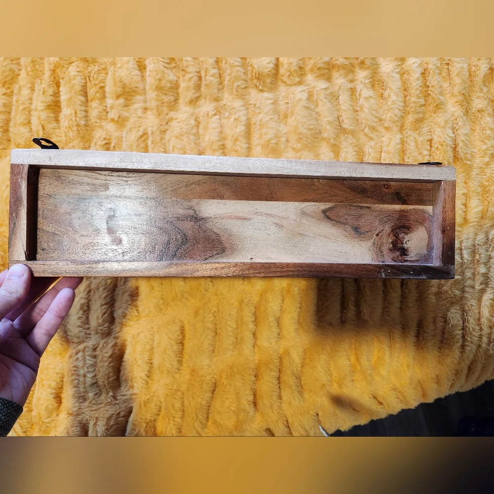 Solid Wooden Shelf with Metal Hooks